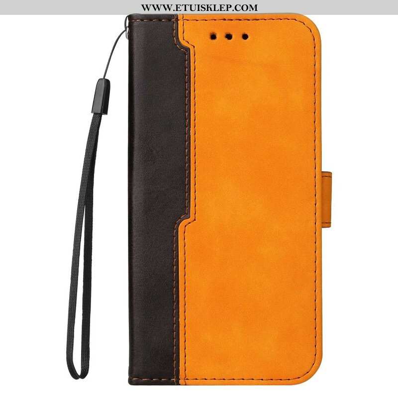 Etui Folio do iPhone 13 Mini Dwukolorowa Sztuczna Skóra